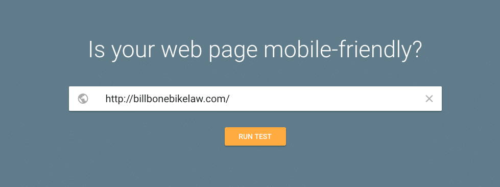 Running a test on Google's mobile-friendly tool