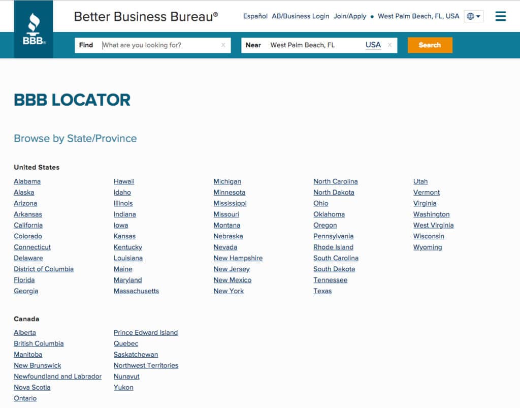 BBB Local Directory Page